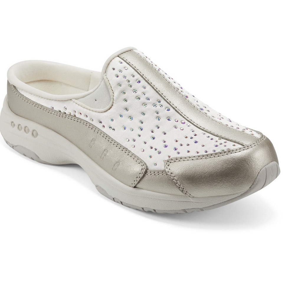 Easy Spirit Travelstone Jeweled Mules Gold NIB
